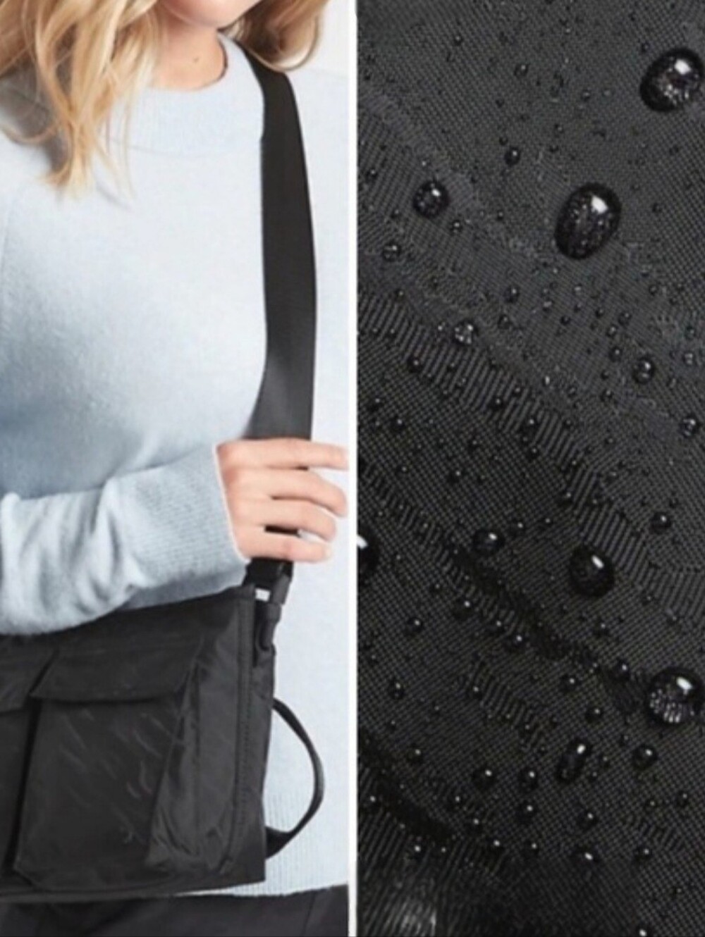 Athleta Black Crossbody Utility Bag - Water-Resistant